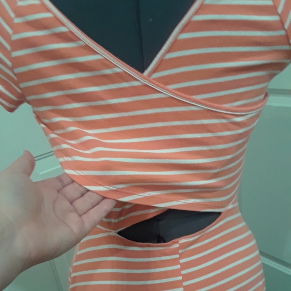 Coral/Pink Striped Dress - Picture 5 of 6